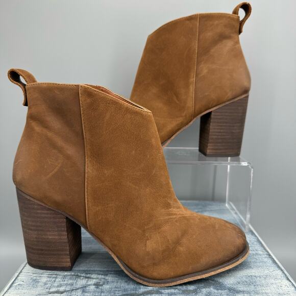 NEW BP Women’s Lance Leather Block Heel Bootie Brown Size 10M - Picture 1 of 10